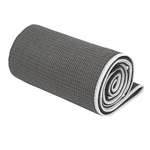 Hot Yoga Towel - Mat-Sized, Microfiber, Super Absorbent, Anti-Slip, Injury Free, 24" x 72" - Best Bikram Yoga Towel - Exercise, Fitness, Pilates Gear - color: Gray