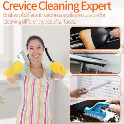 19 Pcs Small Crevice Cleaning Brush Set, Groove Gap Cleaning Tool for Cleaning Kitchen, Bathroom, Corner, Sink, Door, Blinds, Faucets, Window Track,Cup