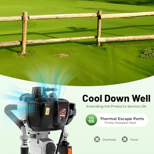 Bepritm Gas Powered T Post Driver, 37.7CC 4 Stroke Fence Post Pile Driver Gasoline Piling Engine with 2 Piling Heads, Portable Petrol Piledriver Single Cylinder Air Cooling 8500r/min (37.7CC 4 Stroke) - color: 37.7cc 4 Stroke