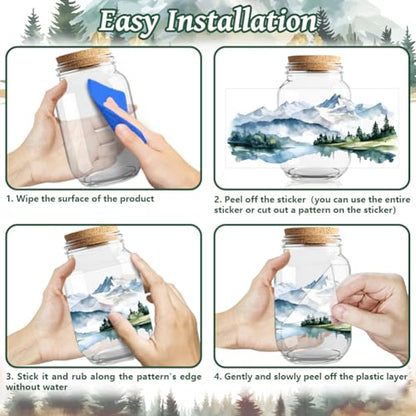 UV DTF Cup Wraps Transfer Stickers Landscape Pattern, 10 Sheets Waterproof Custom Vinyl Transfer Sticker 16oz Coffee Glass Cup Tumbler Bottle Mug Decals for Men Women - style: Landscape