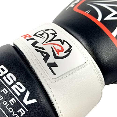 RIVAL Boxing RS2V 2.0 Super Sparring Gloves - Uses a Single Strap, Hook and Loop System Instead of Laces, Soft Inner Lining - color: Black, size: 14 oz.