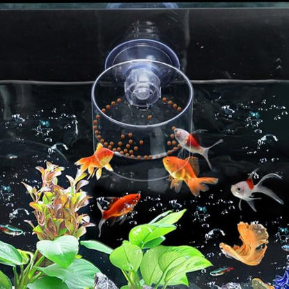Aquarium Suction Cup Feeder with Suction Cup Fish Shrimp Feeder Rectangle/Round Floating Fish Food Tray Acrylic Aquarium Fish Feeder(S-Round) - color: round, style: S