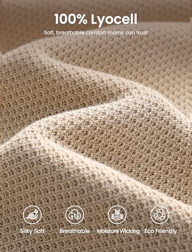 PATPAT Nursing Cover for Breastfeeding, Soft Breathable Privacy Poncho, Multi-Use Solid Knit Breastfeeding Cover for Moms, Portable Nursing Shawl & Baby Blanket (Beige) - color: Beige