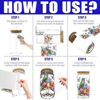 UV DTF Cup Wrap Transfer Stickers, 4 Sheets Bird Rub On Transfers for Tumblers Water Bottles Glass Cups Mugs Ceramics - style: Bird