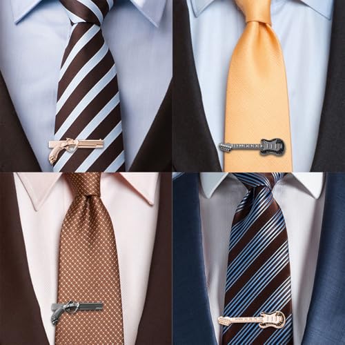 HAWSON 2/2.2 Inch Various Tie Clips for Men Unique, Personalized Novelty Tie Bars Pins Tacks, Funny Theme Wedding Holiday Gifts for Husband Groomsmens - style: Rose Gold Gun