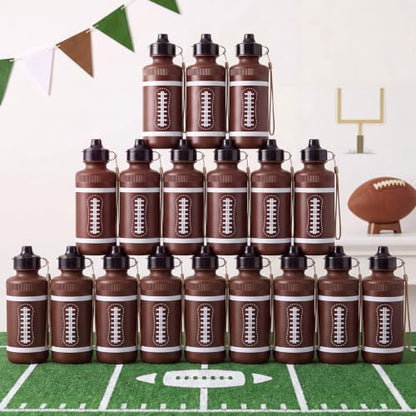 Bokon 18 Pack 20 oz Football Water Bottles Reusable Sports Bottles Bulk - style: Rugby Sports