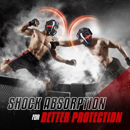 Yes4All Extreme Full Face Boxing Headgear, Adjustable Sparring Headgear, Martial Arts Helmet with PU Leather for Muay Thai, MMA Training, Sparring, Kickboxing - style: A. Medium