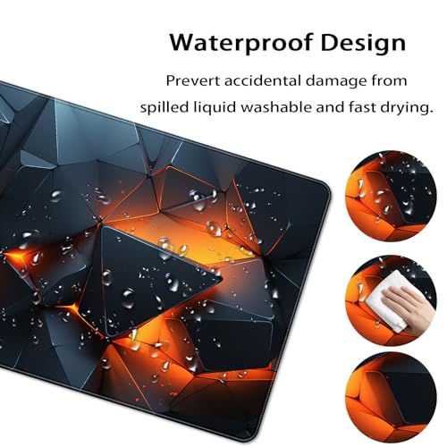 35.4 x 15.7 in, XXL Large Mouse Pad for Desk, Extended Keyboard Mouse Mat for Computer Office, Big Mouse pad with Stitched Edges, Gaming Pc-Abstract Lines on a Black - color: Abstract Space Tearing