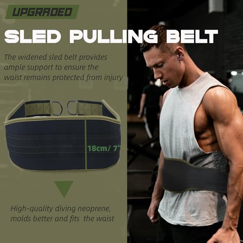 Sled Pulling Belt, Weight Belt for Sled Pulling 2 Pulling Straps | Belt for Sled Pulling. Adjustable fit for sled pulling and resistance training ,One size