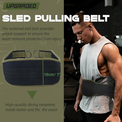 Sled Pulling Belt, Weight Belt for Sled Pulling 2 Pulling Straps | Belt for Sled Pulling. Adjustable fit for sled pulling and resistance training ,One size