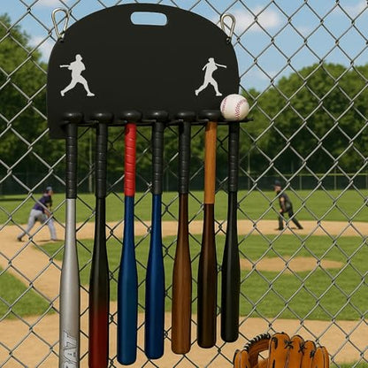 GUTE Baseball Bat Rack Holds 16 Bats Metal Wall Mount Organizer Heavy Duty Garage Storage Caddy Fence Holder - Black