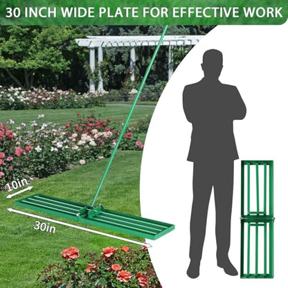 Lawn Leveling Rake, Level Lawn Tool, Heavy-Duty Lawn Leveler with 75inch Steel Extended Handle, Yard Leveling Rake for Creating a Flat Surface,for Soil, Dirt, Topdressing, and Ground (30" x 10")