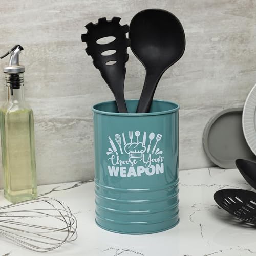 dudki Metal Cutlery Holder & Spoon Stand for Kitchen - Spoon, Knife, Fork, Chopstick, Cutlery Holder Kitchen Organizer Stand Dining Multifunctional Stand Choos Your Weapon (Moss-Green) - color: Moss-Green