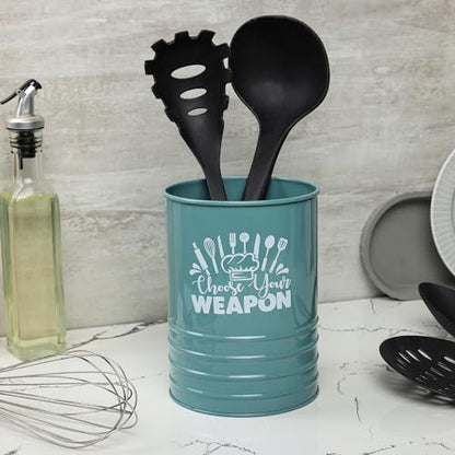 dudki Metal Cutlery Holder & Spoon Stand for Kitchen - Spoon, Knife, Fork, Chopstick, Cutlery Holder Kitchen Organizer Stand Dining Multifunctional Stand Choos Your Weapon (Moss-Green) - color: Moss-Green