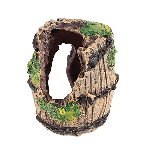 Ruilogod Brown Green Barrel Shaped Decoration 5cm High for Fish Aquarium (id: d1e e05 18b afd 6e4