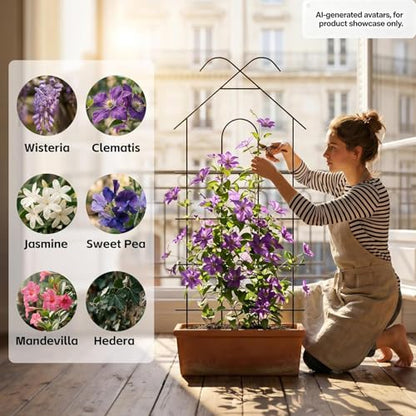 40" Metal Garden Trellis for Climbing Plants, 4 Pack Large Plant Trellis for Potted Plants, Indoor Outdoor Black Garden Trellis for Vines, Cucumbers, Flowers, 16.5" Wide - size: 40 inch