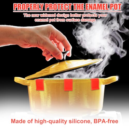 12pcs Dutch Oven Lid Protector Clips, Thickened Cookware Protectors for Stacking Bumper Protector Clips Silicone Replacement Pan Clips for Display and Storage Dutch Oven Pots (Orange)