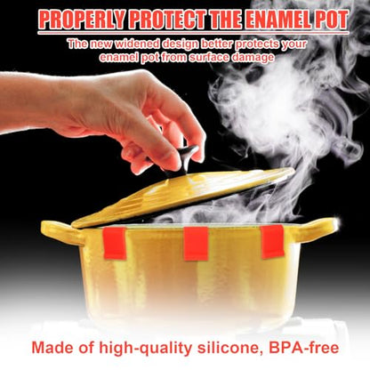 12pcs Dutch Oven Lid Protector Clips, Thickened Cookware Protectors for Stacking Bumper Protector Clips Silicone Replacement Pan Clips for Display and Storage Dutch Oven Pots (Orange)
