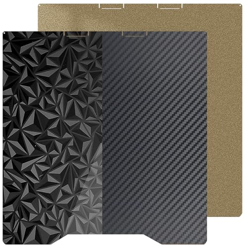 2 Packs K2 Build Plate for 270X293mm, Double Sided Flexible Smooth PEO PET and Textured PEI Spring Steel Sheet Heat Bed for K2 3D Printer Platform - size: 270x293mm-2pcs, style: Black PEO+PET