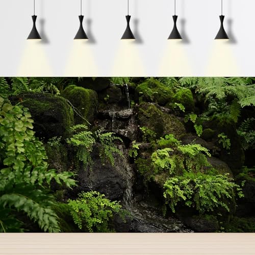 Waterfall Aquarium Background Tropical Jungle Rainforest Fish Tank Background Cascading Waterfalls Lush Green Moss Plants Leaves Terrarium Backgrounds Fantasy Forests Reptile Tank Backgrounds 30x18in
