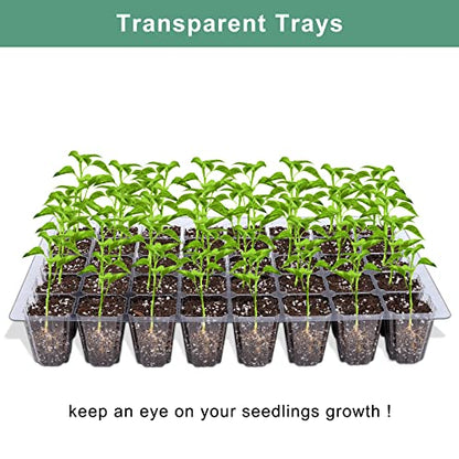 Elcoho 6 Pack Seed Starter Tray Kit 40 Cells Seedling Trays with Humidity Dome and Base Mini Propagator Plant Nursery Pots Total 240 Cells for Greenhouse Plants Growing, Green - color: Green