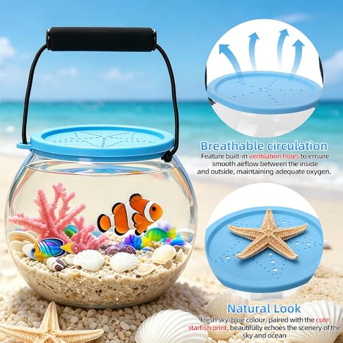 Beach Aquarium Kit Clear Portable Plastic Fish Tank Catch and Release Design Transport Container for Kids Beach Must Haves Crab Catching Kit Small