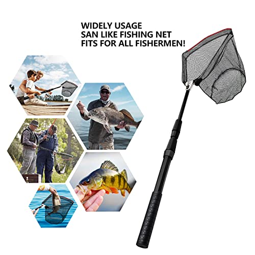 SAN LIKE Fishing Net Fish Landing Net Collapsible Fish Net with Anti-Slip Telescoping Rubber Pole Handle for Kids Adults in Saltwater Freshwater Multi-Size Extending to 37/42/43/51/69/71/89/98inch - color: 2pack-Aluminum pole,length 31" to 51"