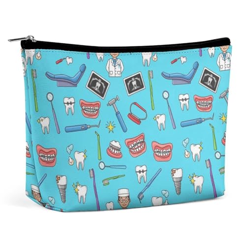 Supdreamc Fashion Makeup Cosmetic Case Clutch Bag, Teeth Dental Blue Cosmetic Train Case Organizer Large Capacity Carry On Bag, Luggage Pouch, Makeup Pouch for Women GirlGirls - color: Pattern 433