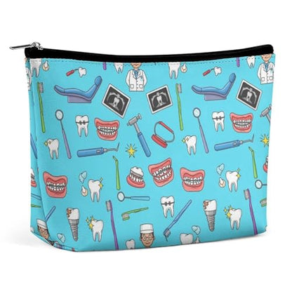 Supdreamc Fashion Makeup Cosmetic Case Clutch Bag, Teeth Dental Blue Cosmetic Train Case Organizer Large Capacity Carry On Bag, Luggage Pouch, Makeup Pouch for Women GirlGirls - color: Pattern 433