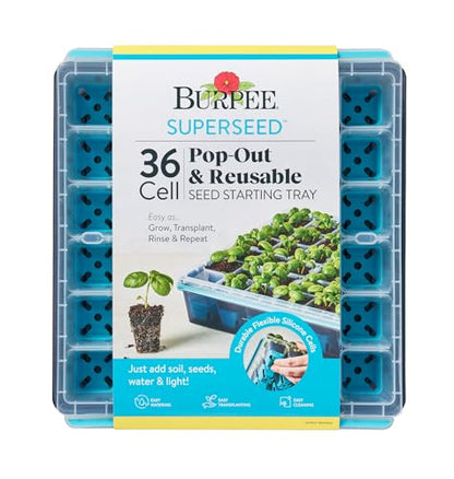 Burpee SuperSeed Seed Starting Tray | 36 Cell Reusable Seed Starter Tray | for Starting Vegetable, Flower & Herb Seeds | Indoor Grow Kit for Plant Seedlings | for Germination Success - size: 36 Cells