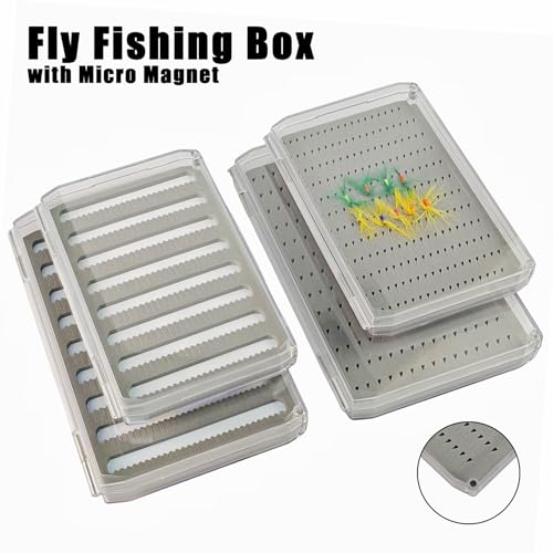 Aventik Large Clear Fly Fishing Box Deep Capacity for Streamers &Saltwater Bass Flies Lightweiht Tackle Storage with Magnetic Closure Easy-Access Fly Organizer (H055MA+Foam A) - style: H055MA