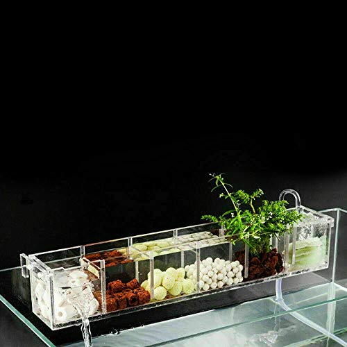 DENESTUS Fish Tank Filter Box 5 or 6 Grids External Hang On Filter Box Acrylic Aquarium Tools(6 Grids)