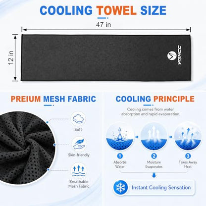 YQXCC 2 Pack Cooling Towels (47"x12"), Ice Cool Towel for Neck & Face - color: Dark Gary/Rose Red