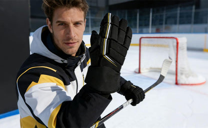 Ice Hockey Gloves for Young Players, 10 in / 25.4 cm, Protective Gear with High-Density Foam Padding, Flexible, Waterproof & Breathable for Ice, Roller, Field Hockey