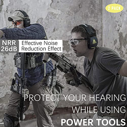 PROHEAR 016 Shooting Ear Protection Earmuffs 2 Pack, NRR 26dB for Gun Range, Hunting -Black and DOTM - color: Black+black-dtom