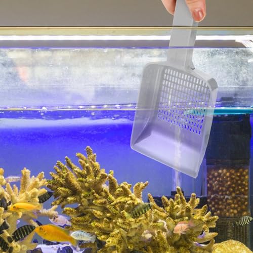 Beavorty Fish Tank Sand Scoop with Drainage Holes, Plastic Aquarium Sediment Cleaning Shovel, Portable Hand Shovel for Gravel and Sand Maintenance, Reusable Aquarium Cleaning Tool for Fish