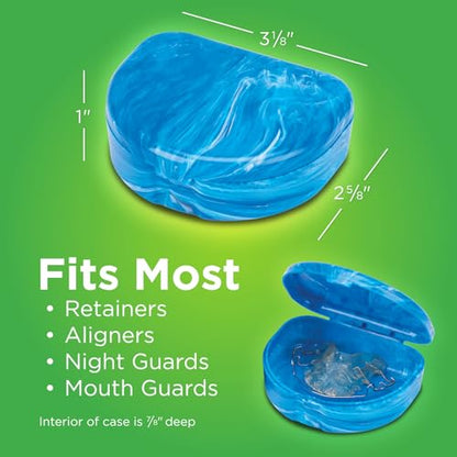 Practicon Marble Retainer Cases, Orthodontic Aligner Case, Mouth Guard Holder (3 Pack) (Blue) - color: Blue