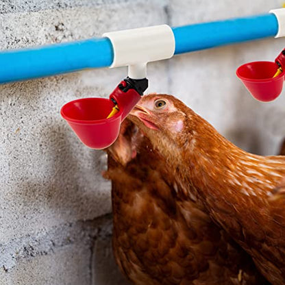 20 Pack Chicken Waterer PVC Tee Fittings - Fully Automatic for Threaded Chicken Waterer Nipples/Cups/Feeders/Poultry Water Drinker, White
