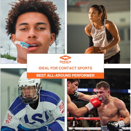Shock Doctor Gel Max Power Sports Mouth Guard, Flavored Sports Mouthguard for Football, Lacrosse, Hockey, Basketball, Flavored Mouth Guard, Youth & Adult, Adult, Kool-Aid Grape OSFA