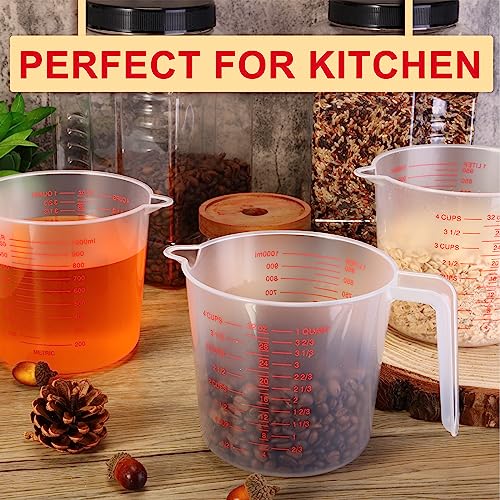 36 Pcs Plastic Measuring Cup Clear Measuring Mug with Spout and Handle Grip Capacity Clear Graduated Pitcher for Kitchen Flour Water Liquids (Red,32 oz, 4 Cups) - color: Red, size: 32 oz, 4 Cups