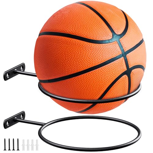 6in Metal Ball Holder Wall Mount for Basketball Football Display - size: 2 Pack/6in