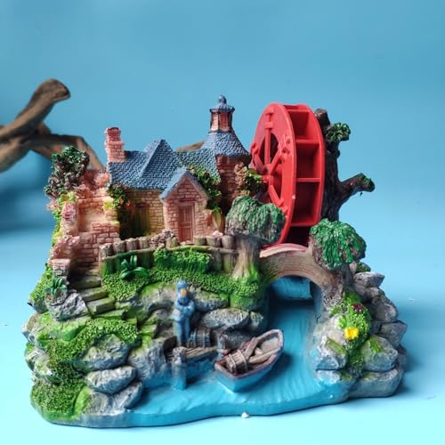 Aquarium Ornament Resin Arch Bridge Pavilion Tree Landscaping Rocks Poly Resin Bridge Faux Rocks Fish Tank Ornaments(13x6x5 cm/5.1x2.4x2 in) - size: 13x6x5 cm/5.1x2.4x2 in