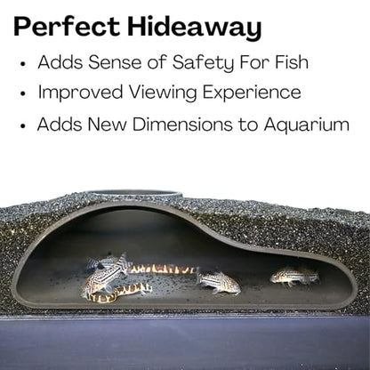 Aquarium Underground Tunnel Cave Natural Curve | Viewing Fish & Shrimp Under Gravel Tunnel | Fish Tank Decor Decoration Hideout Perfect for Corydora Catfish, Kuhli Loach, Pleco