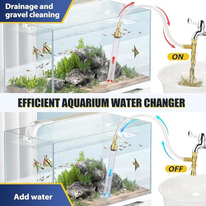 Gravel Vacuum for Aquarium Water Changer Fish Tank Cleaning Tools, Siphon Universal Quick Pump Aquarium Water Changing (50ft) - size: 50ft