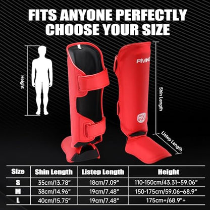 Muay Thai Shin Guards for Kids - color: Red, size: Medium