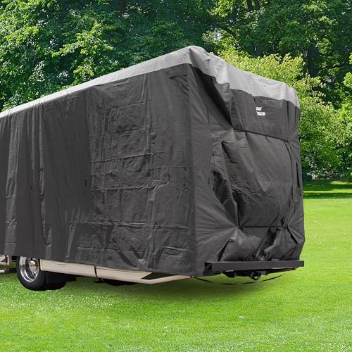 Camco ULTRAGuard 32 to 34-Ft Travel Trailer/Class A RV Cover - Features Zipper Entry Doors & Covered Air Vents - Crafted of Spunbond Polypropylene - Storage Bag for RV Storage & Organization (45733) - size: 32' - 34', style: Class A