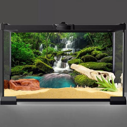 AWERT 30x12 inches Waterfall Terrarium Background Tropical Rainforest Aquarium Background Mountain Lake Green Tree Reptile Habitat Background Polyester Background - size: 30x12in/75x30cm