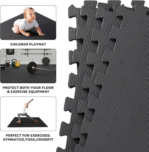ZENY 24 Pack Puzzle Exercise Mat, 1/2'' Interlocking Foam Floor Mat, Gym Flooring Mat, Home Gym Workout Exercise Equipment Mat