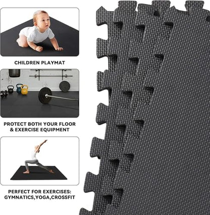 ZENY 24 Pack Puzzle Exercise Mat, 1/2'' Interlocking Foam Floor Mat, Gym Flooring Mat, Home Gym Workout Exercise Equipment Mat