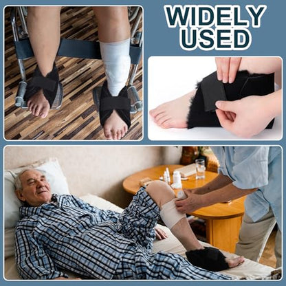2 Pcs Sheepskin Heel Protectors for Pressure Sore Pad, Black - color: Black